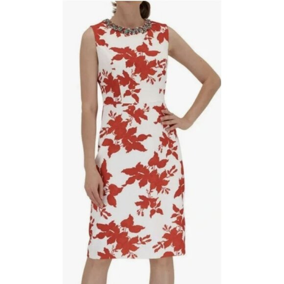 SACHIN + BABI $595 Sz 14 Embellished Neck Anna Floral Midi Dress - Picture 2 of 7